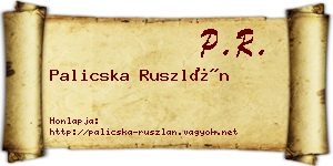 Palicska Ruszlán névjegykártya